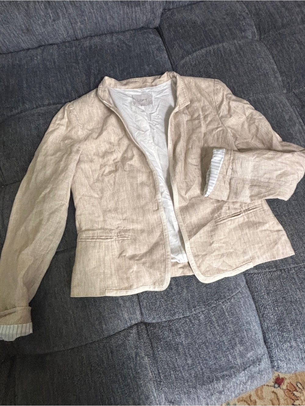LOFT Linen-Blend Light Tan Tailored Blazer